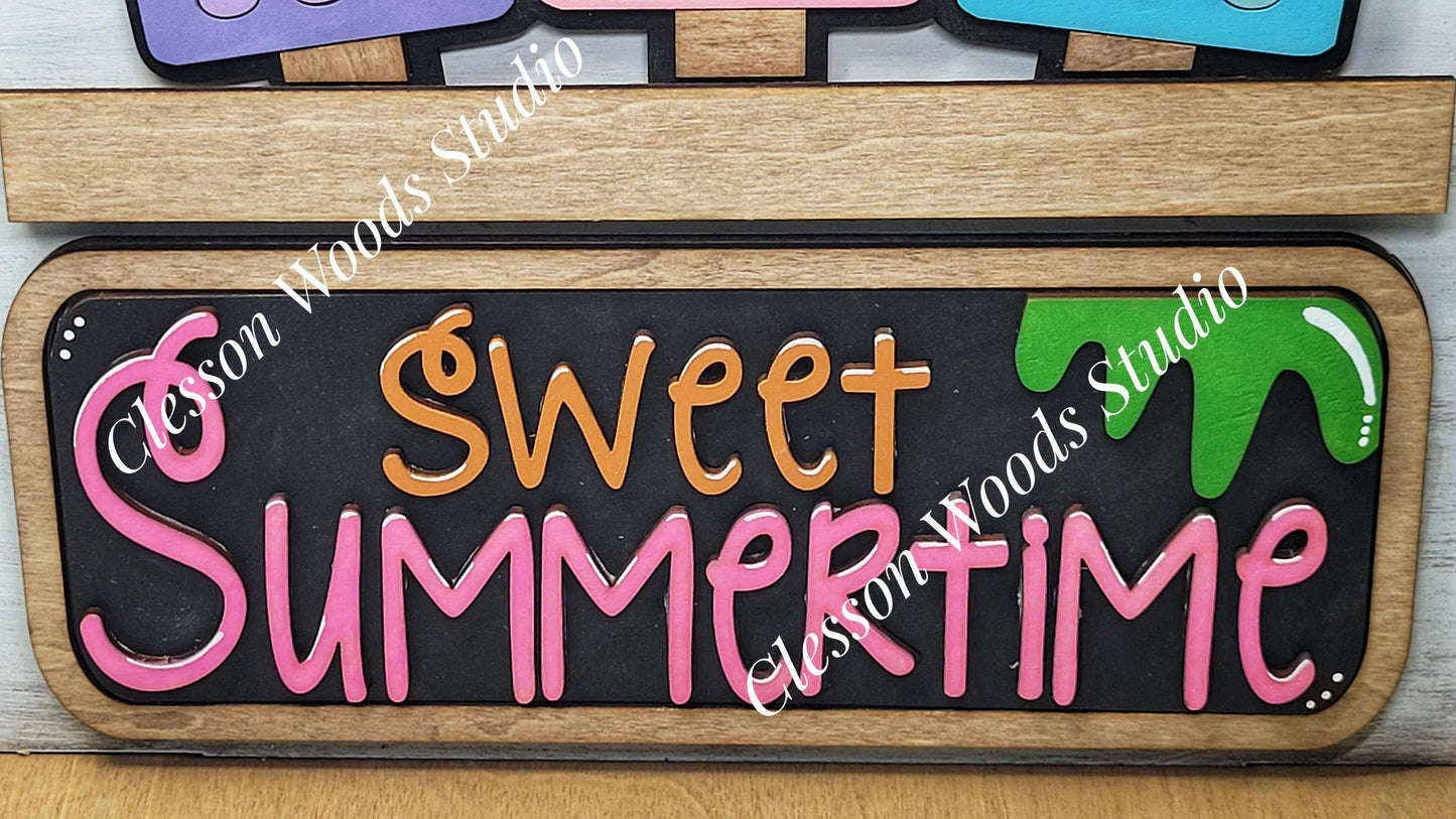 Sweet Summer Popsicles Insert Add-On for Trucks, Fence, Round, Pallet, House, Cabinet & Arched Bases