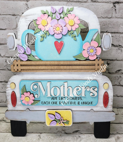 Mothers Day Teapot Flowers Insert, Hand Painted Wood, For Truck Displays