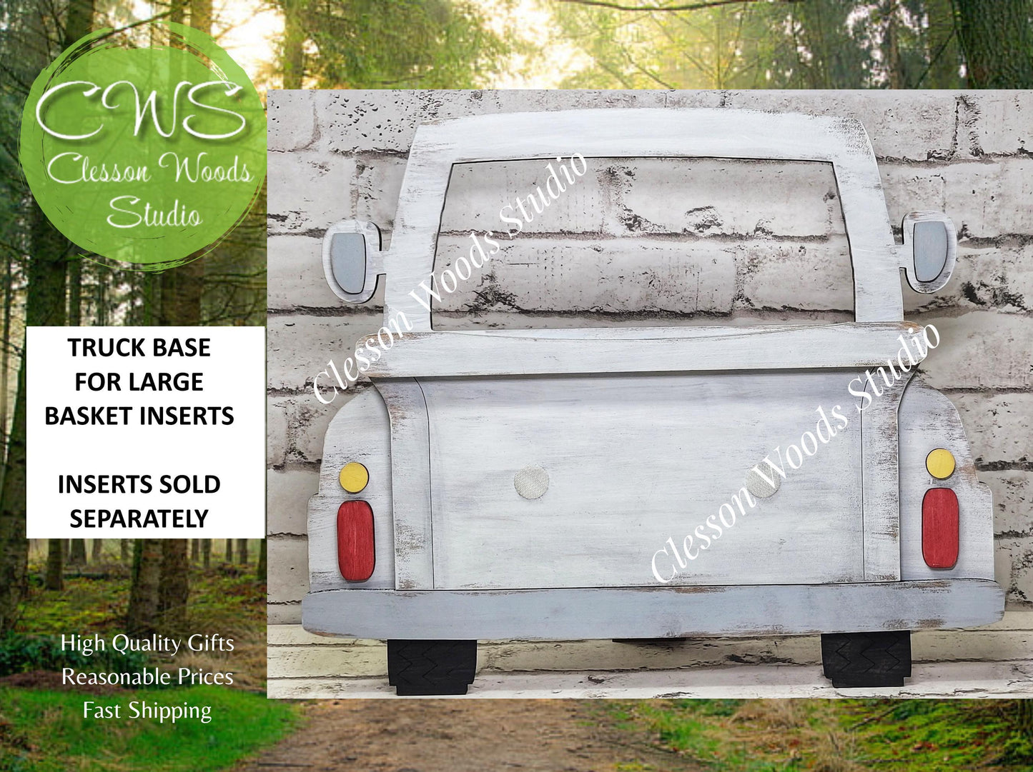 Rustic White Truck Display for Large Basket Inserts