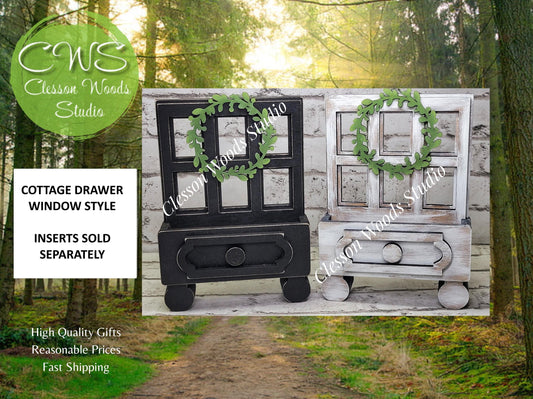 Cottage Drawer Window Style Display for Seasonal Inserts