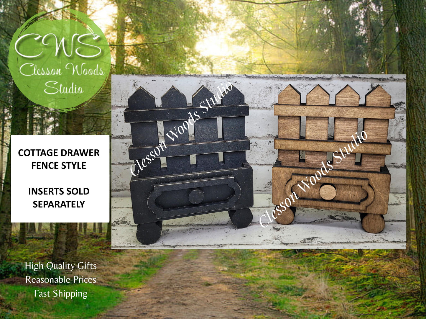 Cottage Drawer Fence Style Display for Seasonal Inserts