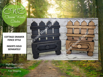 Cottage Drawer Fence Style Display for Seasonal Inserts