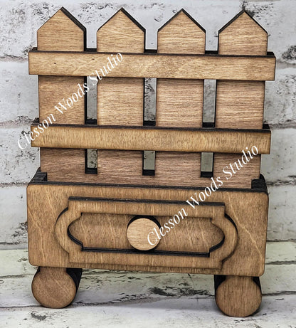 Cottage Drawer Fence Style Display for Seasonal Inserts
