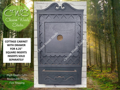 Cottage Cabinet with Drawer for 4.25" Inserts - Black