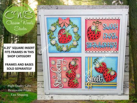 Strawberry - 4.25" Layered Square Inserts