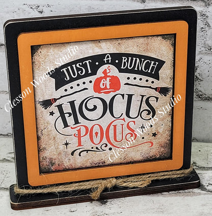 Halloween Just A Bunch Of Hocus Pocus Primitive Framed Wood Sign