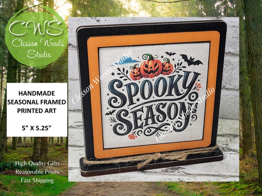 Halloween Spooky Season Primitive Framed Wood Sign