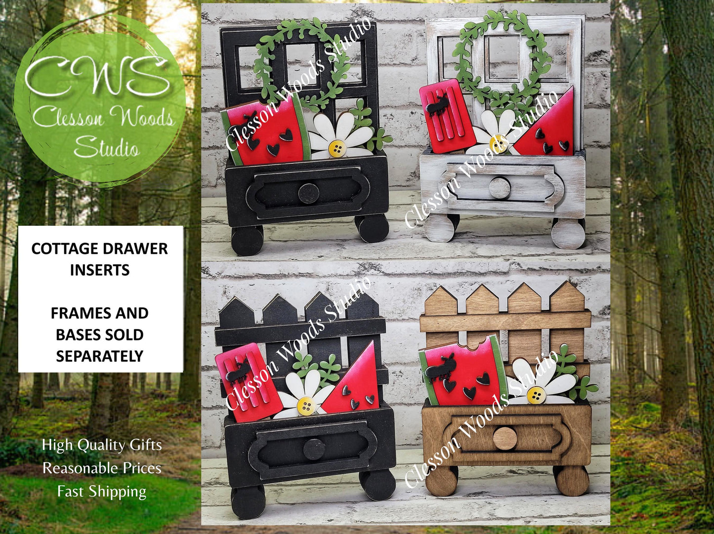 Cottage Drawer Insert Set of 2 Watermelon