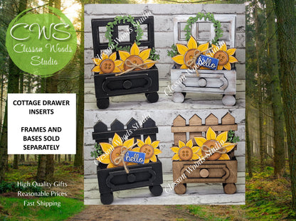 Cottage Drawer Insert Set of 2 Sunflowers