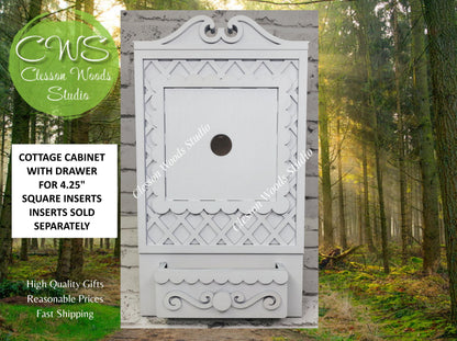 Cottage Cabinet with Drawer for 4.25" Inserts - White