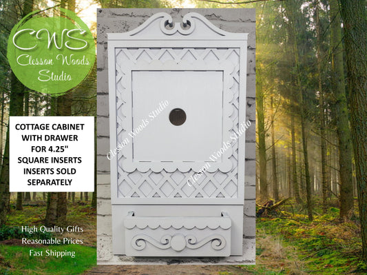 Cottage Cabinet with Drawer for 4.25" Inserts - White