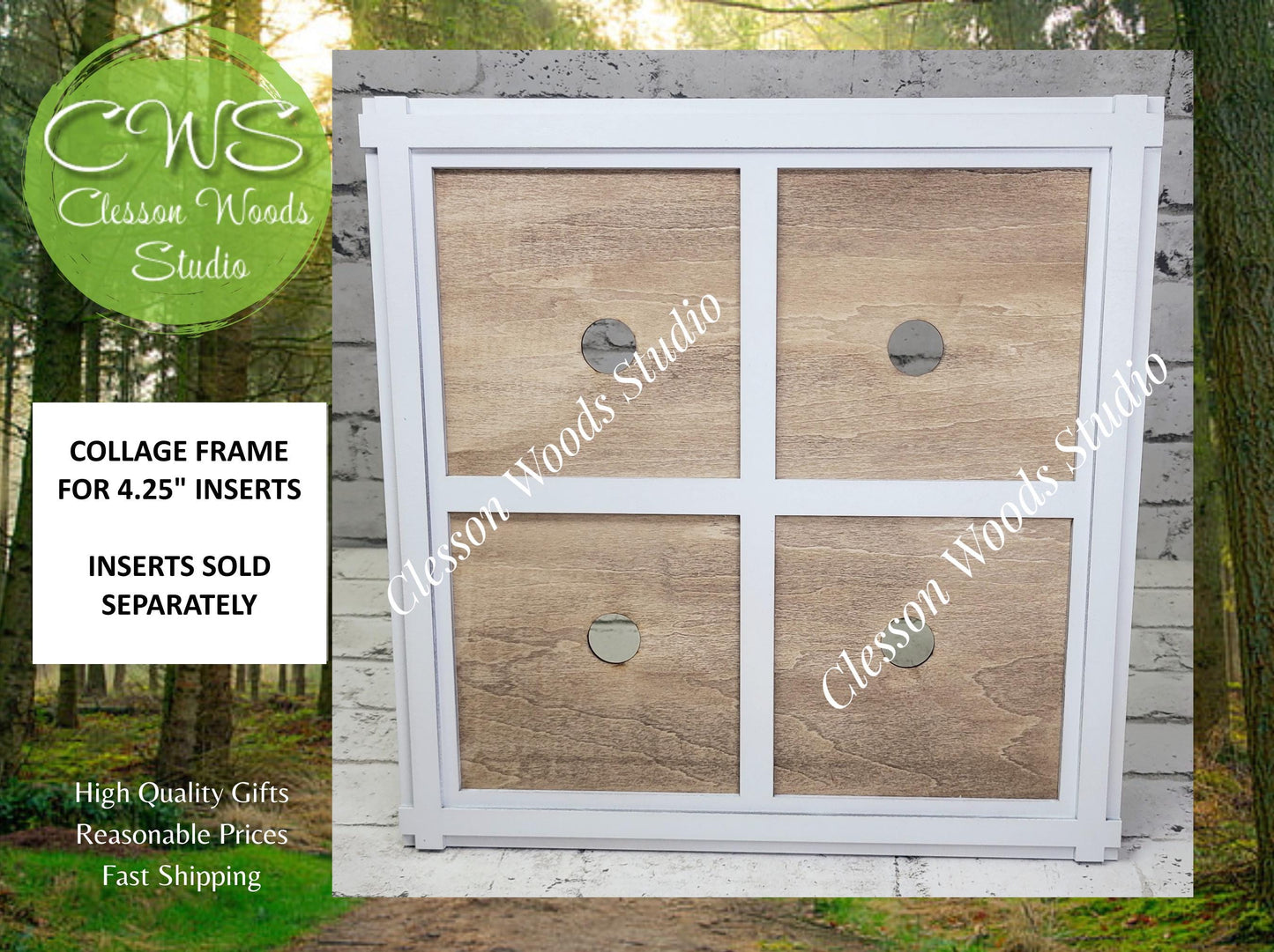 Collage Frame for 4.25" Square Seasonal Inserts - White