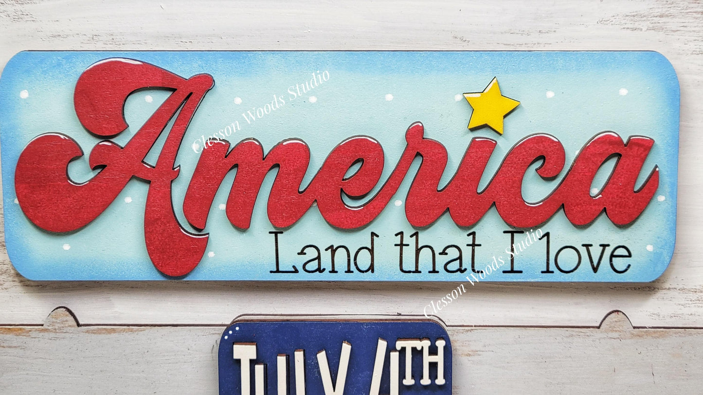 July America Insert Add-On for Trucks, Fence, Round, Pallet, House, Cabinet & Arched Bases