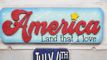 July America Insert Add-On for Trucks, Fence, Round, Pallet, House, Cabinet & Arched Bases