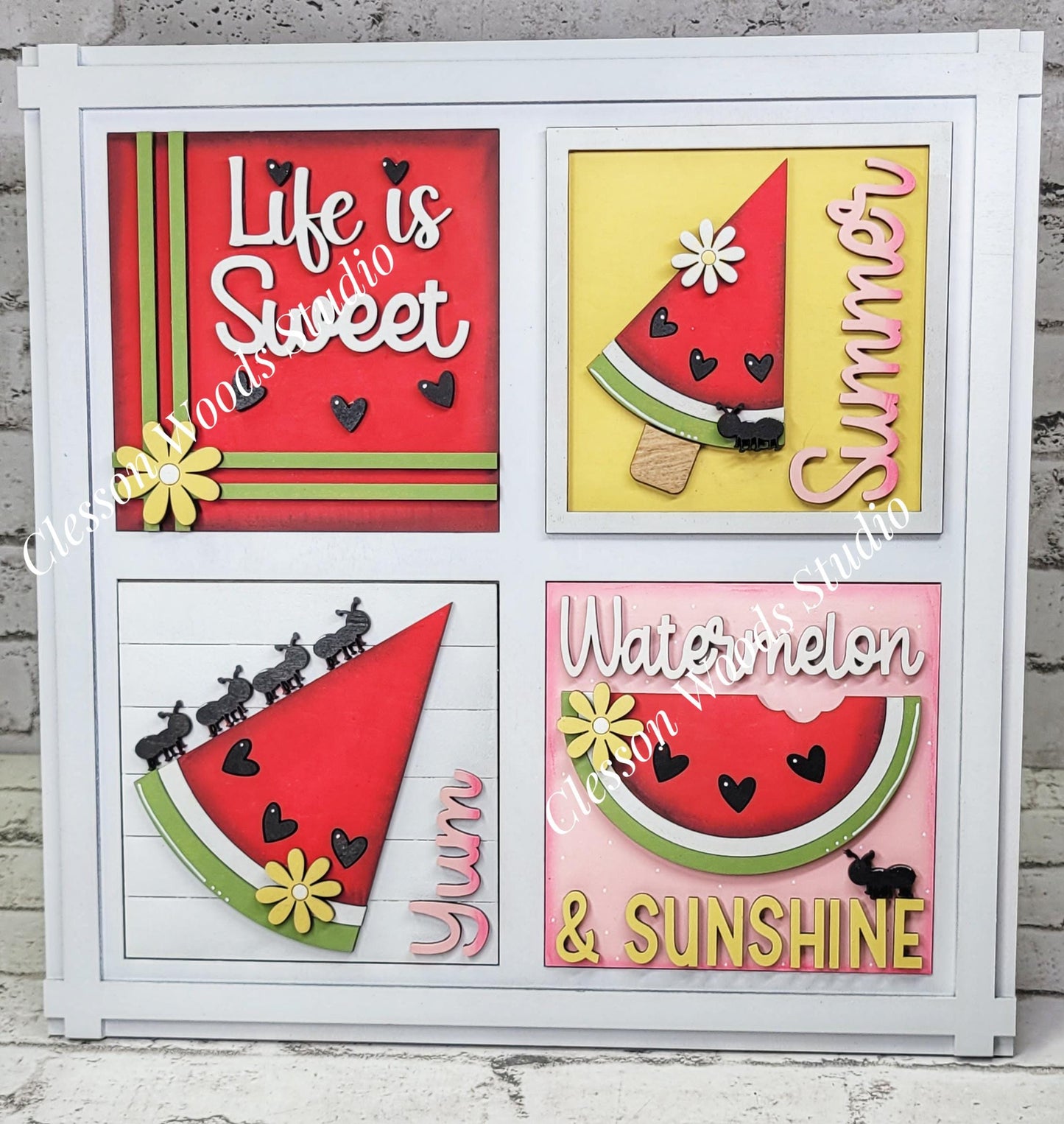 Watermelon - 4.25" Layered Square Inserts
