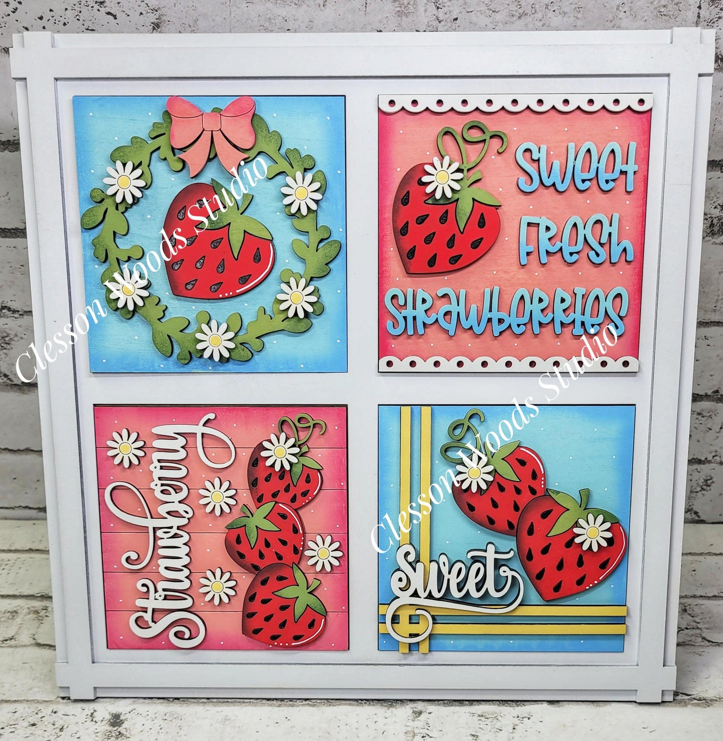 Strawberry - 4.25" Layered Square Inserts