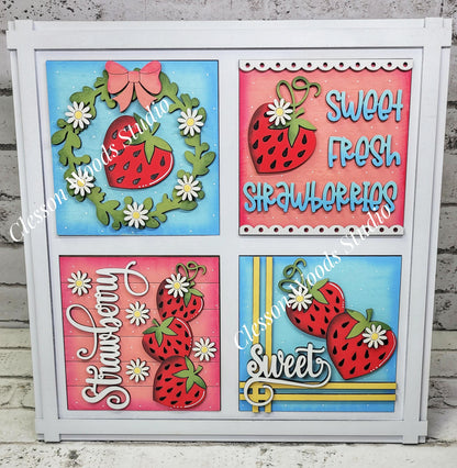 Strawberry - 4.25" Layered Square Inserts