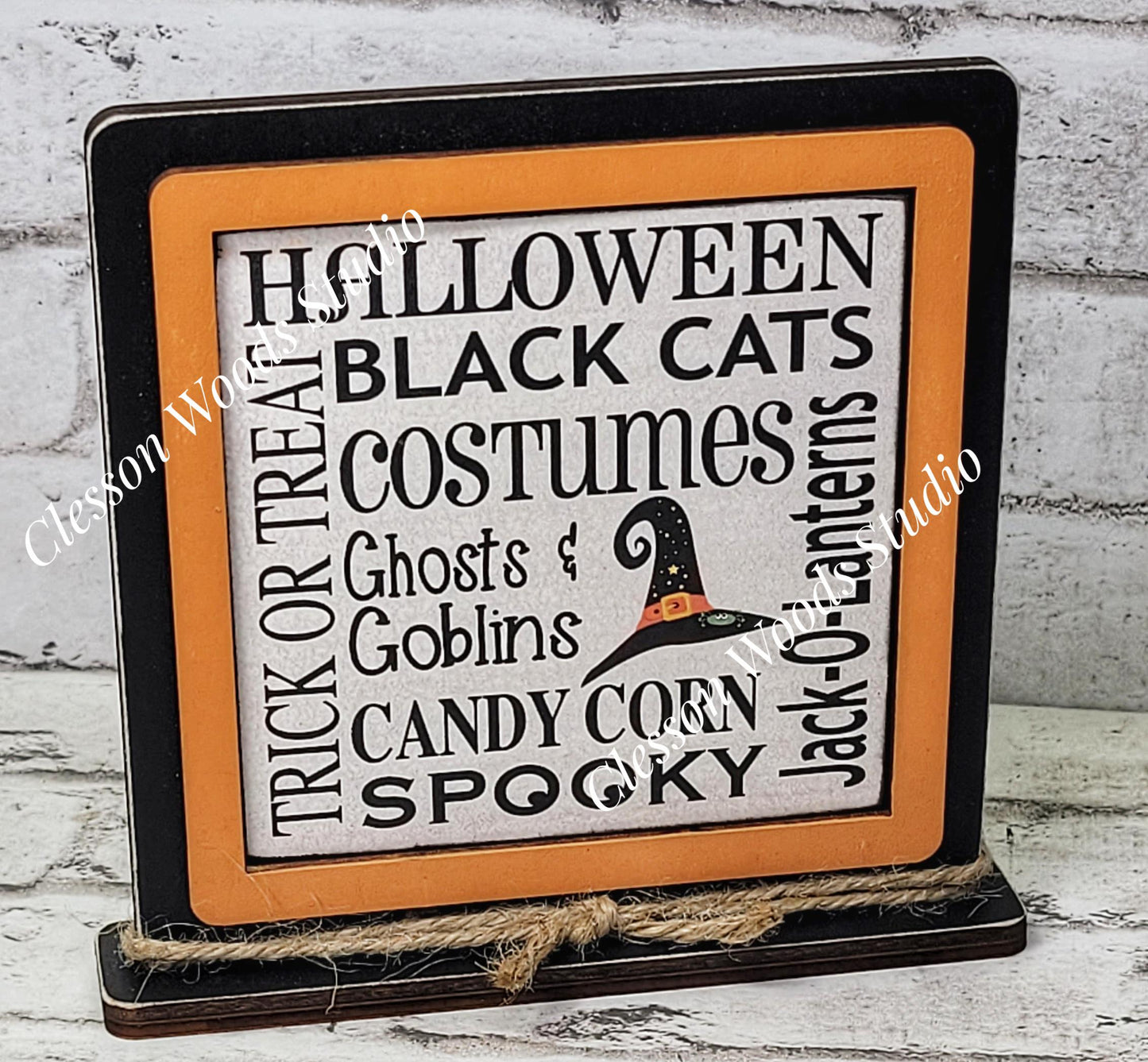 Halloween Words 2 Framed Wood Sign