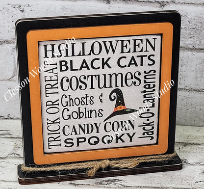 Halloween Words 2 Framed Wood Sign