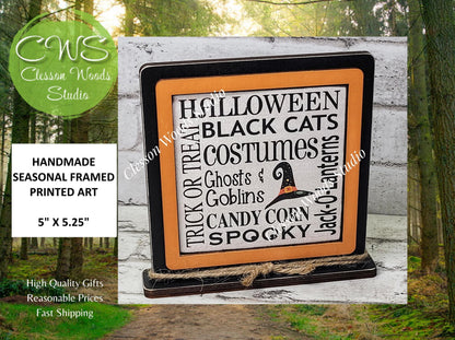 Halloween Words 2 Framed Wood Sign