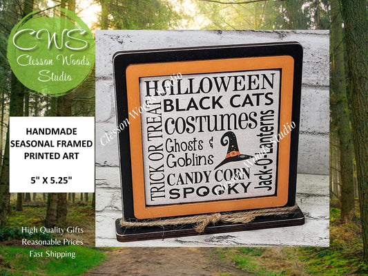Halloween Words 2 Framed Wood Sign