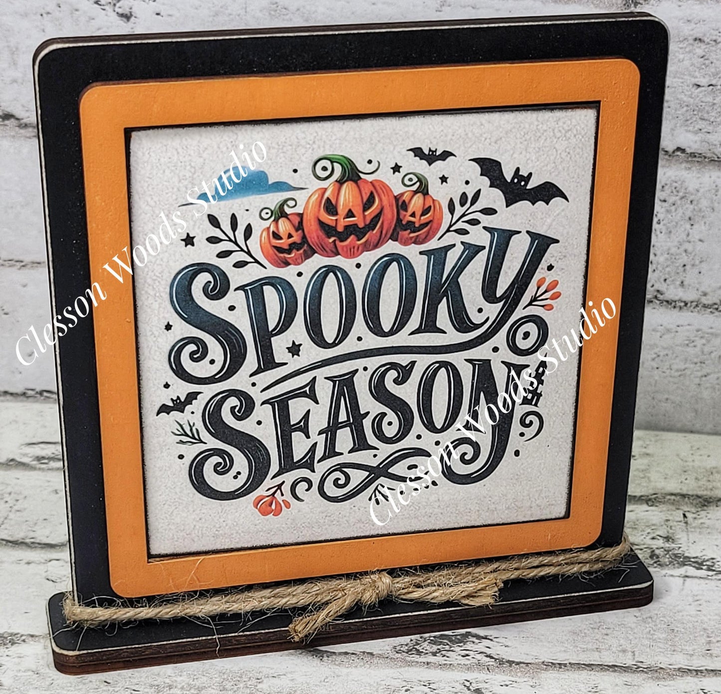 Halloween Spooky Season Primitive Framed Wood Sign