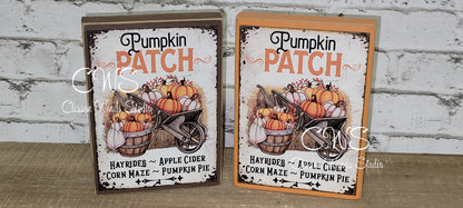 Pumpkin Patch Wheelbarrow & Basket Wood Sign