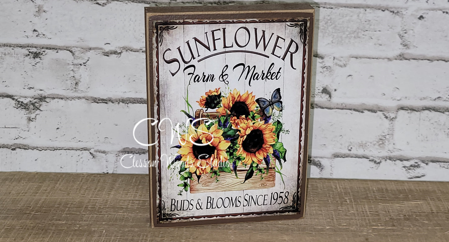 Sunflower Farm & Market Wood Sign