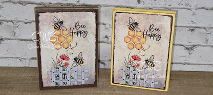 Bee Happy Sunflower and Bee Wood Sign