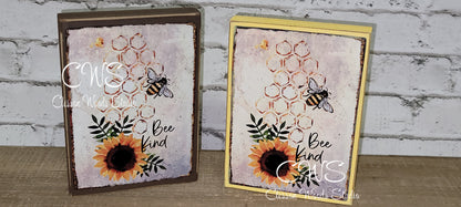 Bee Kind Sunflower and Bee Wood Sign