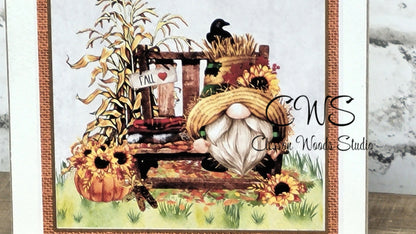 Fall Pumpkins Sunflowers Gnome Square Wood Sign