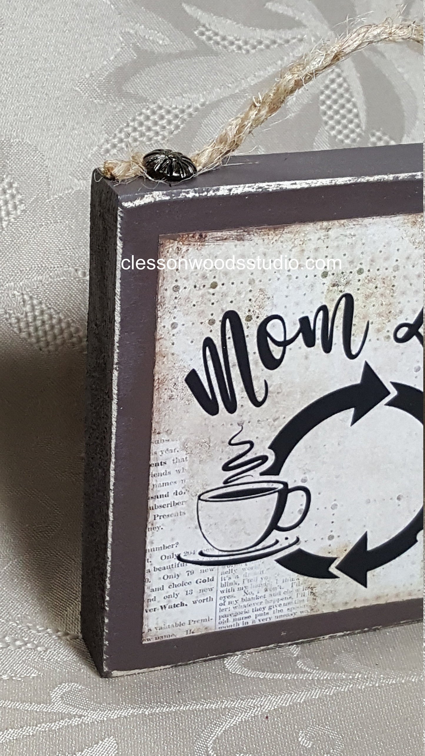 Mom Life Coffee & Wine Quote Block