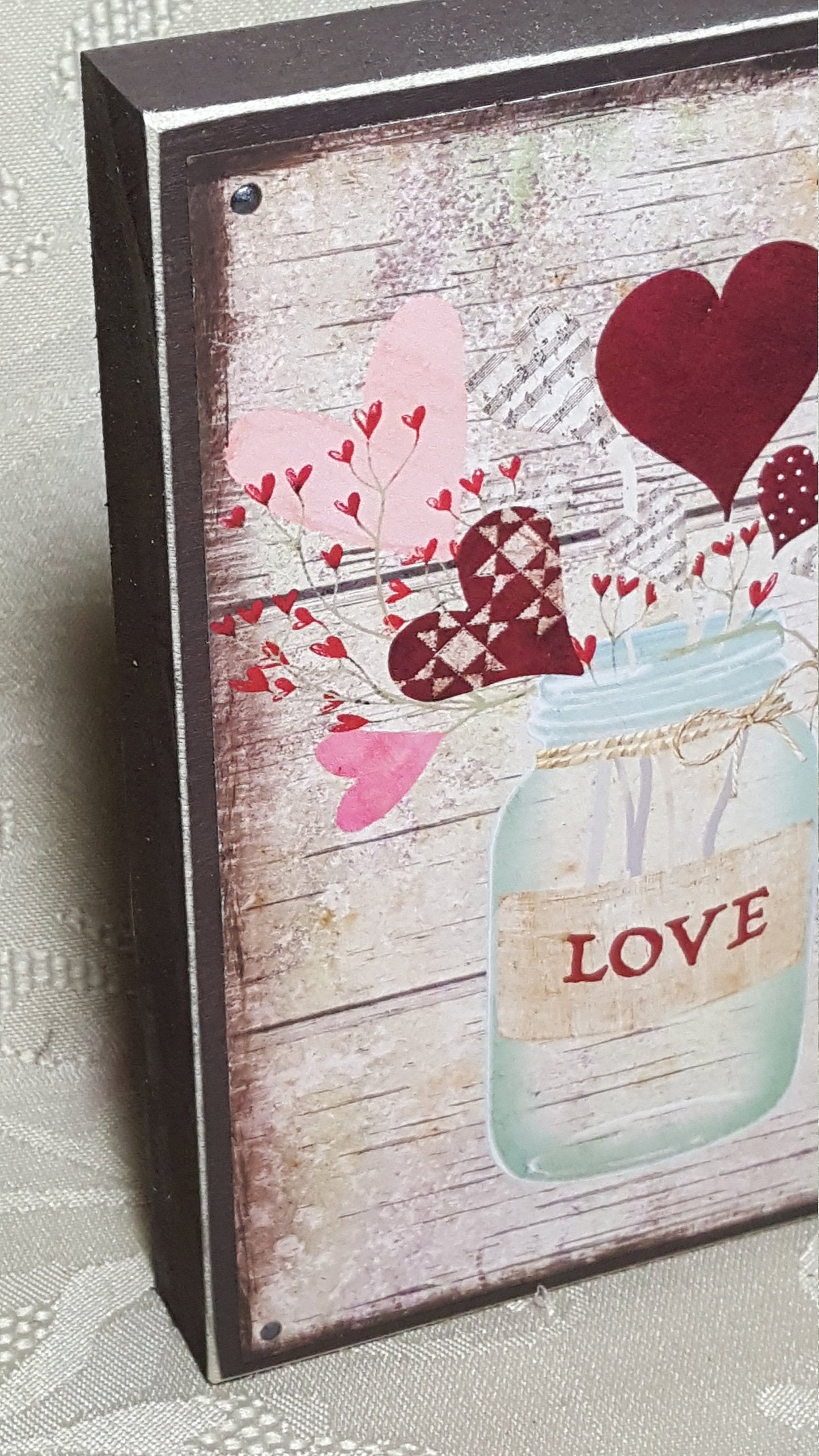 Valentine Mason Jar Small Wood Block Sign