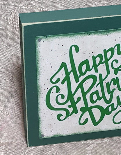 Happy St. Patrick's Day Wood Block Sign