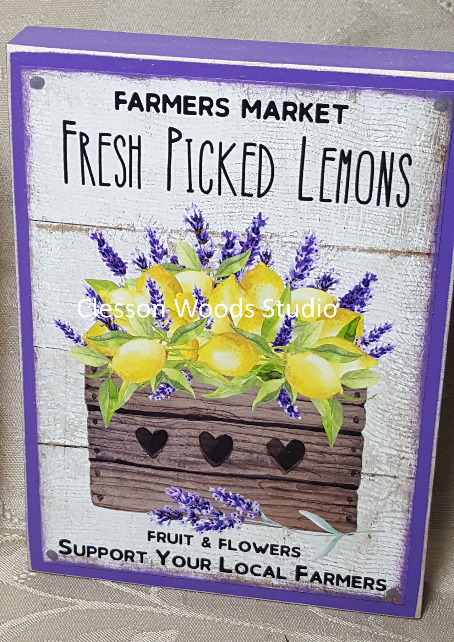 Fresh Picked Lemons Small Wood Block