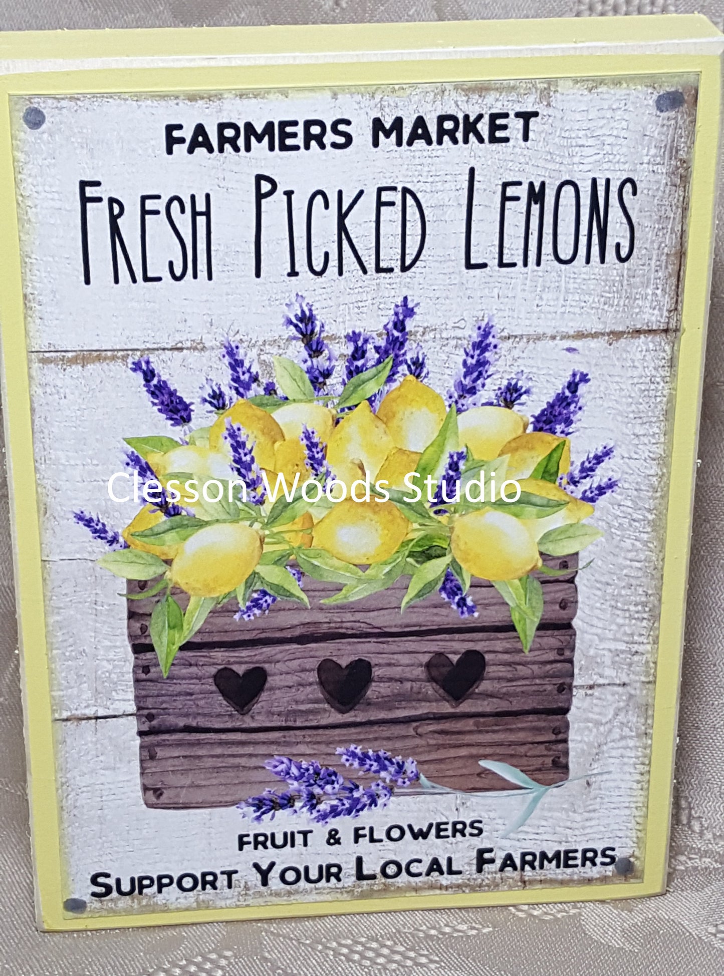 Fresh Picked Lemons Small Wood Block