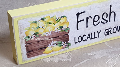 Fresh Lemons Locally Grown Wood Sign