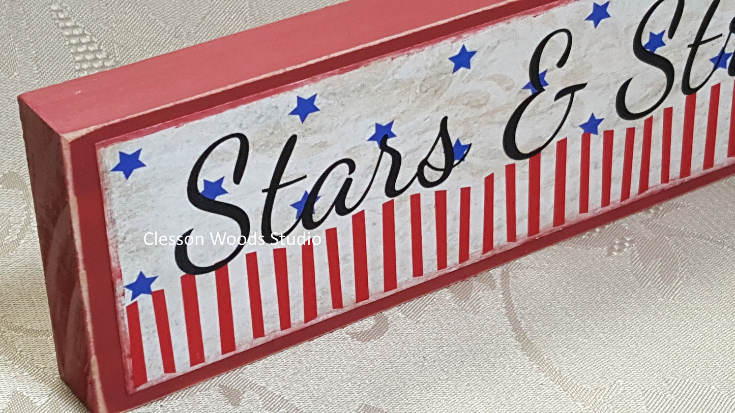 Stars and Stripes Patriotic Wood Sign (Red)
