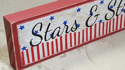 Stars and Stripes Patriotic Wood Sign (Red)