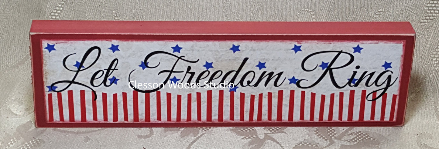 Let Freedom Ring Patriotic Wood Sign (Red)