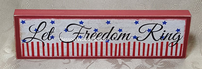 Let Freedom Ring Patriotic Wood Sign (Red)