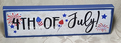 4th of July Patriotic Wood Sign (Blue)