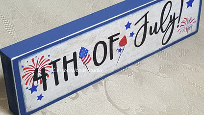 4th of July Patriotic Wood Sign (Blue)