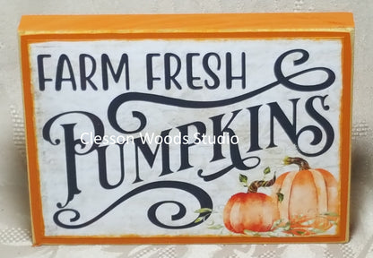 Farm Fresh Pumpkins Small Wood Sign