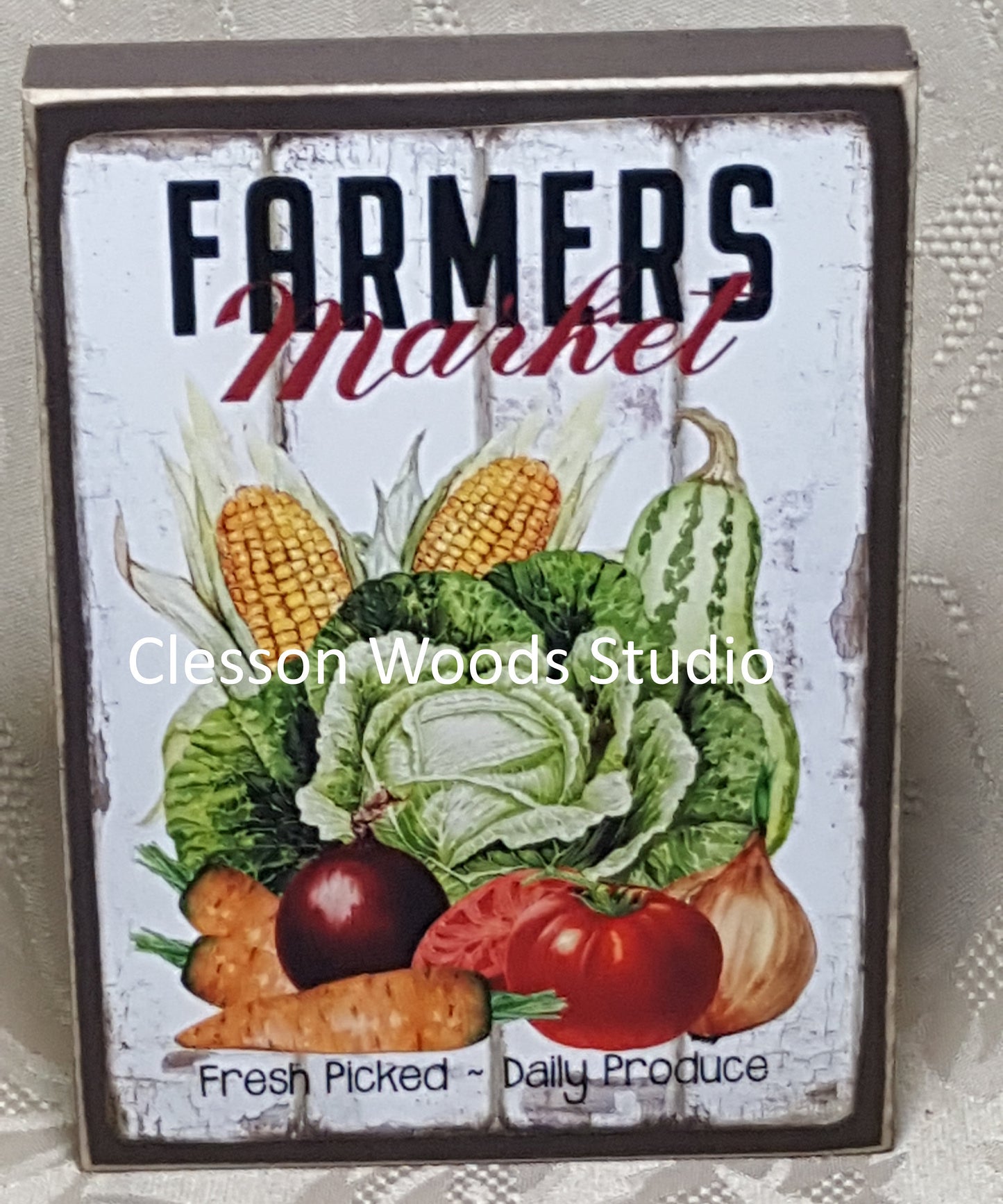 Farmers Market Vegetables Small Wood Sign