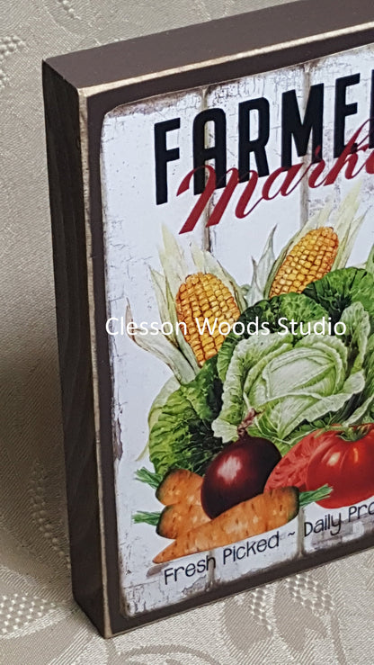 Farmers Market Vegetables Small Wood Sign