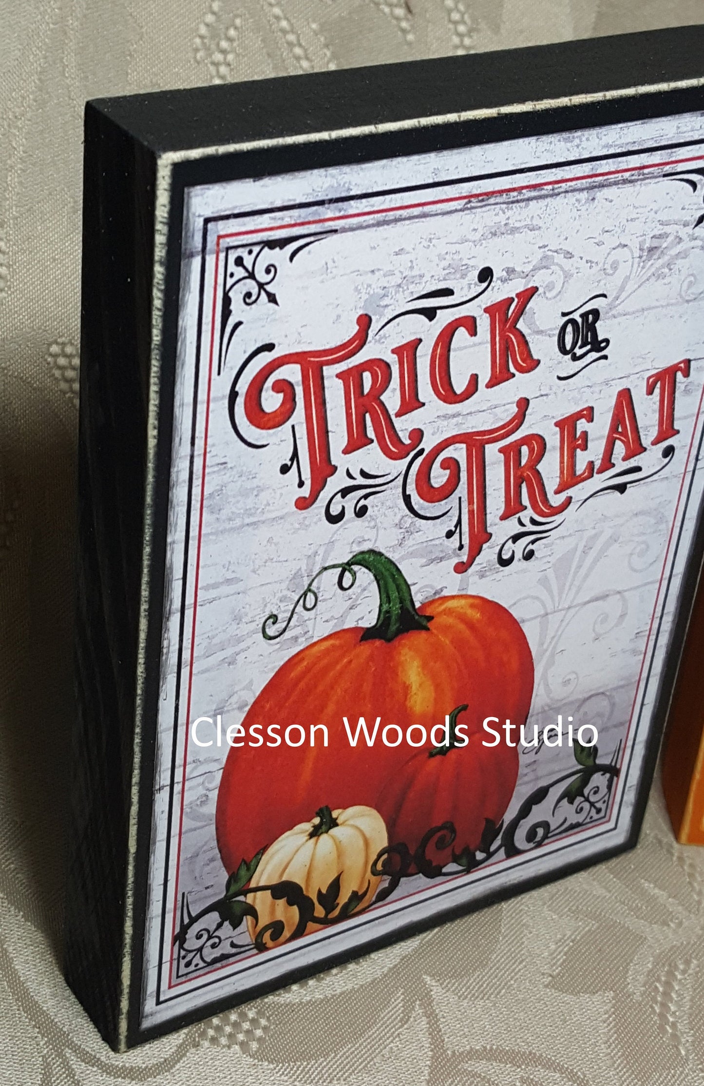 Trick or Treat (Vertical) Small Wood Block Sign