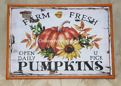 Farm Fresh Pumpkins (Orange) 7"x5" Canvas