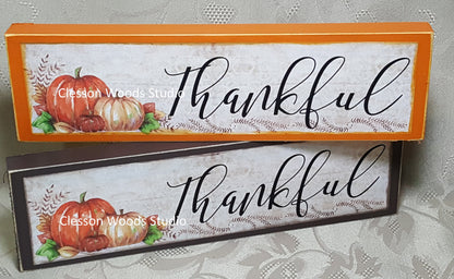 Thankful With Pumpkins Wood Sign