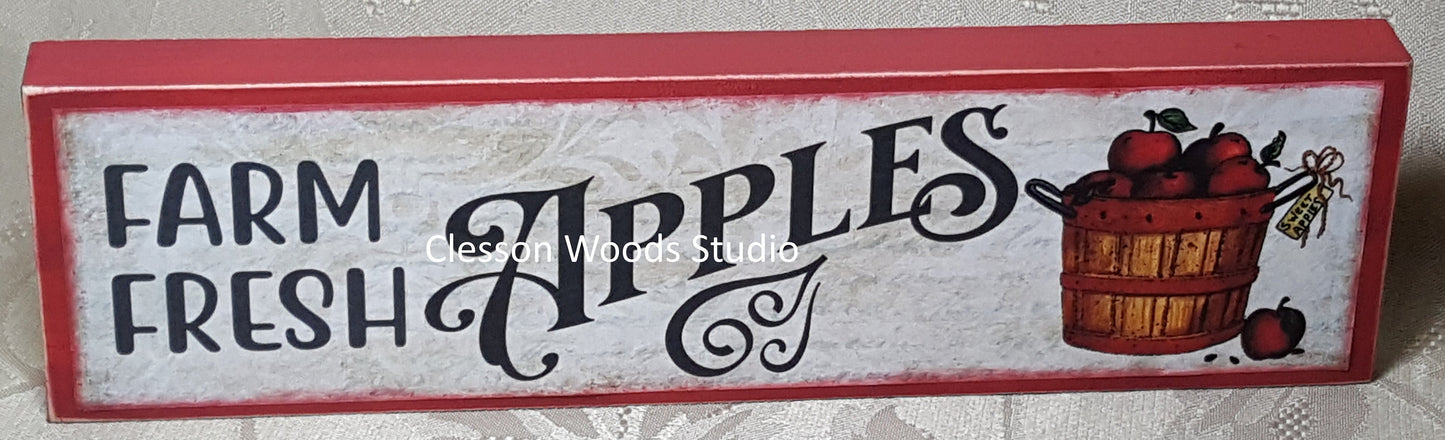 Farm Fresh Apples Horizontal Wood Sign